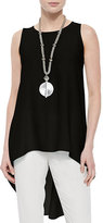 Thumbnail for your product : Eileen Fisher Sleeveless High-Low Silk Crepe Tunic
