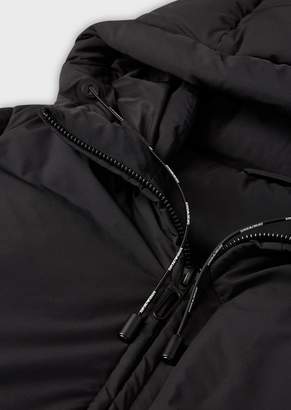 Emporio Armani Nylon Stretch Down Jacket With Hood