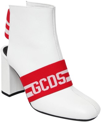 GCDS 100mm Leather Logo Ankle Boots