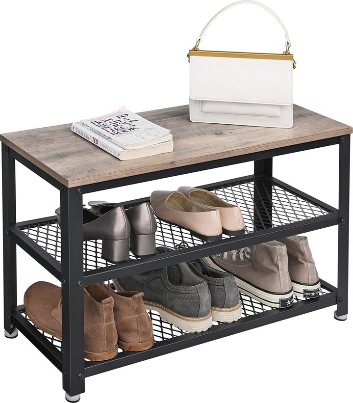 VASAGLE Industrial Shoe Bench, 3-Tier Shoe Rack, 39.4 Inches Long Storage  Shelves, for Entryway - ShopStyle