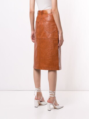 MSGM Faux Leather Midi-Skirt