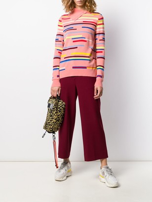 Chinti and Parker Striped Button-Neck Jumper