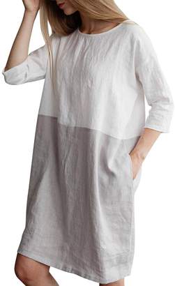 BIUBIU Women's Plus Size Summer Casual Cotton Linen Tunic Top Shirt Dress S