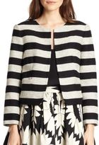 Thumbnail for your product : Alice + Olivia Kidman Striped Open-Front Jacket