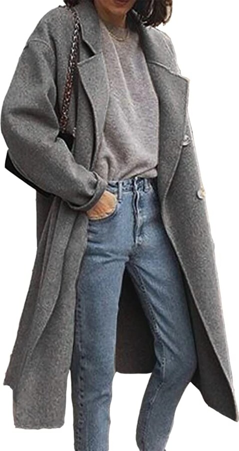 TUDUZ Sale Women Oversize Loose Coat Ladies Vintage Casual Solid Turtleneck Big Pockets Cloak Baggy Outwear 