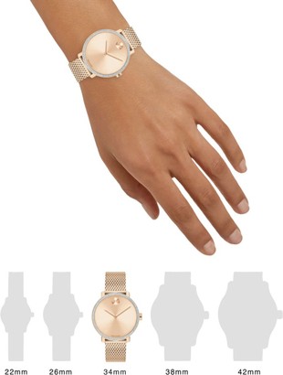 Movado Bold Rose Gold Ion-Plated Stainless Steel, Crystal & Mesh-Link Bracelet Watch