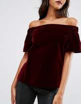 Thumbnail for your product : ASOS Off Shoulder Top in Velvet