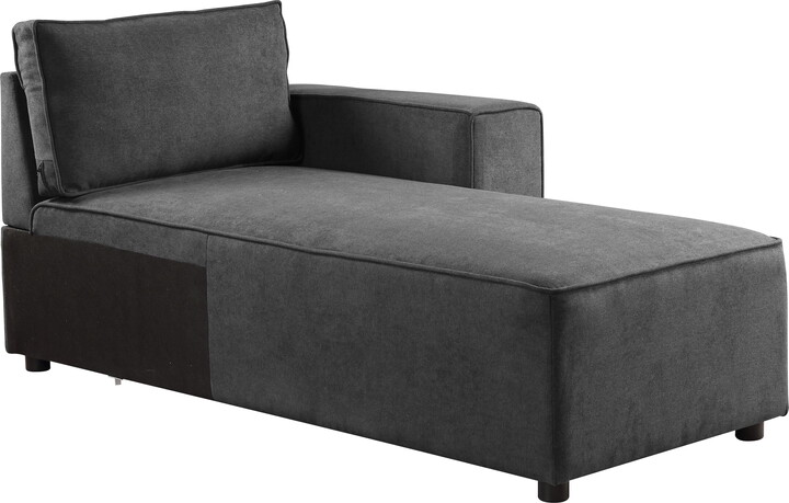 Silvester Modular Chaise with 2 Pillows in Gray Fabric