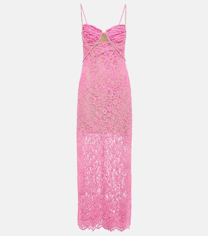 Self-Portrait Embellished floral lace maxi dress