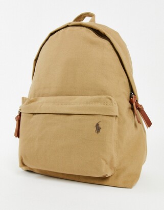 Polo Ralph Lauren canvas backpack in tan with pony logo - ShopStyle