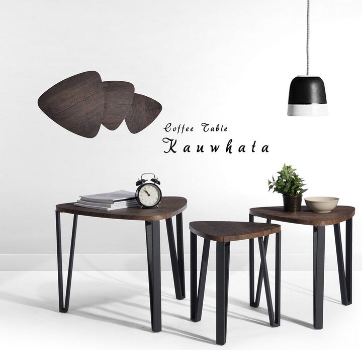 IGEMAN Nesting Triangle Coffee Table, Set Of 3 End Tables for Living