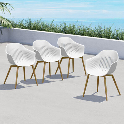 Grand Patio Cindy All Aluminum Detachable Plastic Dining Chairs 4 Sets