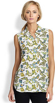 Thumbnail for your product : Equipment Colleen Butterfly-Print Silk Sleeveless Shirt