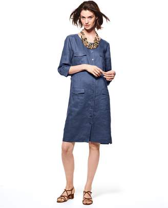 Go Silk Plus Size Linen Pocket-Front Shirtdress