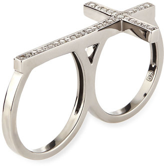 Sydney Evan 2-Finger Pave Diamond Cross Ring