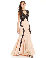 Thumbnail for your product : Betsy & Adam Petite Lace-Overlay Keyhole Gown