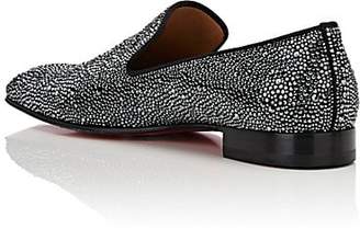 Christian Louboutin Men's Dandelion Strass Suede Venetian Loafers - Gray