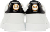 Thumbnail for your product : Dolce & Gabbana White & Black Pearl Portofino Sneakers