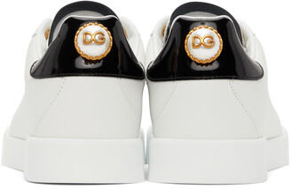 Dolce & Gabbana White & Black Pearl Portofino Sneakers