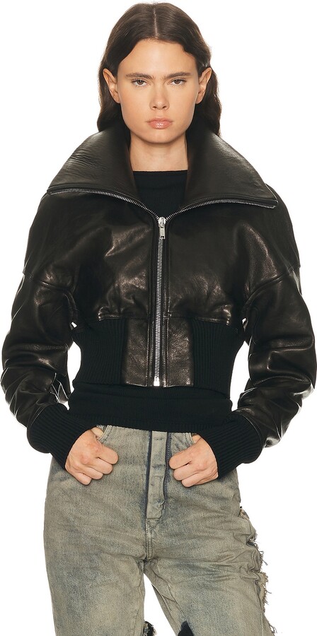Rick Owens Dracucollar Cropped Jacket in Black