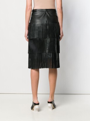 Karl Lagerfeld Paris Fringed Leather Skirt