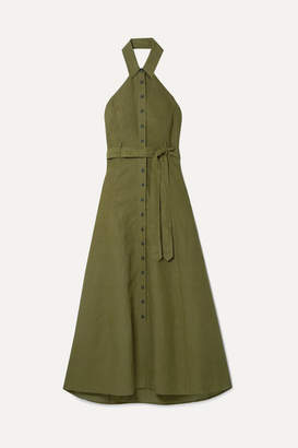 Mara Hoffman Net Sustain Rosemary Tencel And Linen-blend Halterneck Maxi Dress - Army green