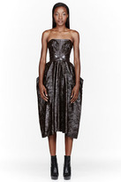 Thumbnail for your product : Roksanda Ilincic Chocolate brown laminated leather structured Spiro Dress