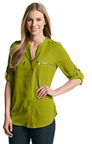 Thumbnail for your product : Calvin Klein Zip Roll Sleeve Blouse