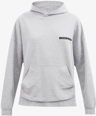 Balenciaga - Logo-embroidered Cotton-jersey Hooded Sweatshirt - Grey