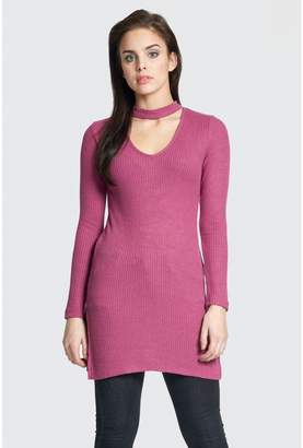 Select Fashion Fashion Womens Pink Rib Chocker Tunic - size 6
