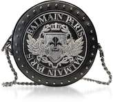 Thumbnail for your product : Balmain Black Soft Leather Disco Crossbody Bag w/Silver Embroidered Blazon