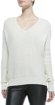 Thumbnail for your product : Vince Brick-Pattern V-Neck Sweater, Winter White