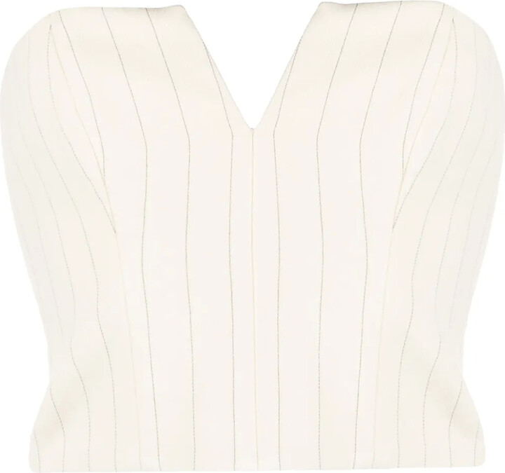 Zimmermann Cropped Pinstriped Corset-Style Top