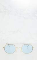 Thumbnail for your product : PrettyLittleThing Blue Hexagon Retro Sunglasses
