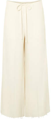 KHAITE Renata Frayed Silk Pants - Ivory
