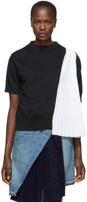 Sacai Black and White Knit Shirting Sweater