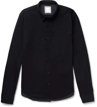 Wooyoungmi Panelled Stretch Wool-Twill and Houndstooth Tweed Shirt