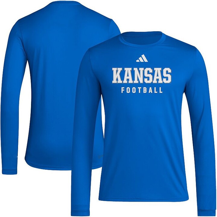 Men's adidas Royal Kansas Jayhawks Locker Practice Football Pre-Game Long Sleeve T-Shirt