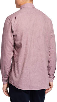 Ermenegildo Zegna Men's Long-Sleeve Linen Blend Houndstooth Sport Shirt