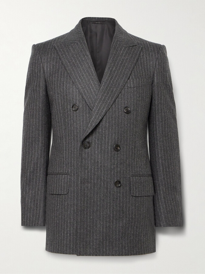 Tom Ford Double-Breasted Prinstriped Wool-Flannel Blazer