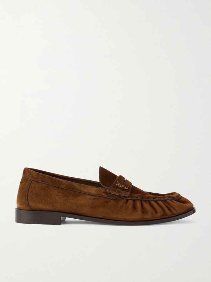 Saint Laurent Le Loafer Monogram Logo-Appliquéd Suede Penny Loafers