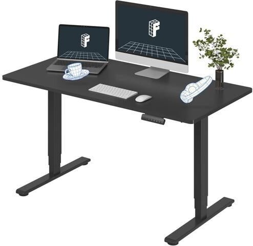 SOYE FLEXISPOT E6 Essential Standing Desk Dual Motor 3 Stages Whole-Piece Electric 55x28 Inch Height Adjustable Home Office Desk (Black Frame + Black...
