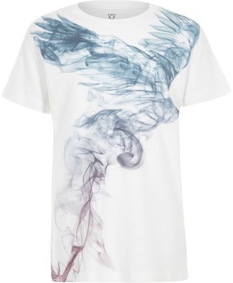 River Island Boys white phoenix smudge print T-shirt