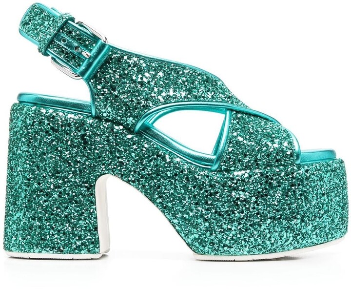sparkly platform sandals
