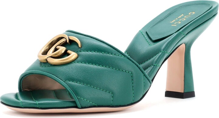 Gucci Women's Marmont Slide Heeled Sandals Matelasse Leather