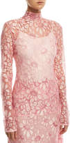 Thumbnail for your product : Calvin Klein Mock-Neck Long-Sleeve Sheer Lace Blouse
