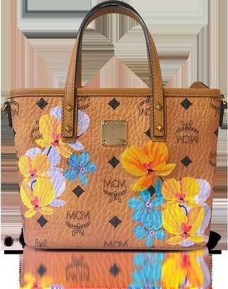 MCM Essential Visetos Floral Print Cognac Top Zip Mini Tote Bag