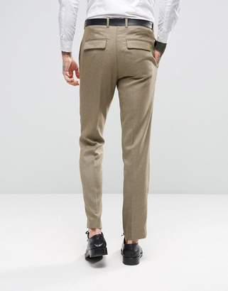 ASOS Wedding Skinny Suit Pant In Taupe Twist Micro Texture