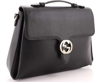 Gucci Interlocking Top Handle Bag (Outlet) Leather Medium Gray 2166561
