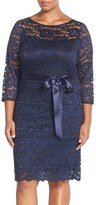 Thumbnail for your product : Marina Tiered Stretch Lace Sheath Dress (Plus Size)